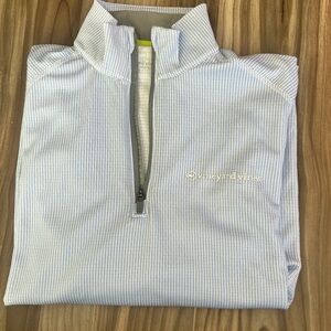 Vineyard Vines Men's Light Blue and white Quarter-Zip Pullover